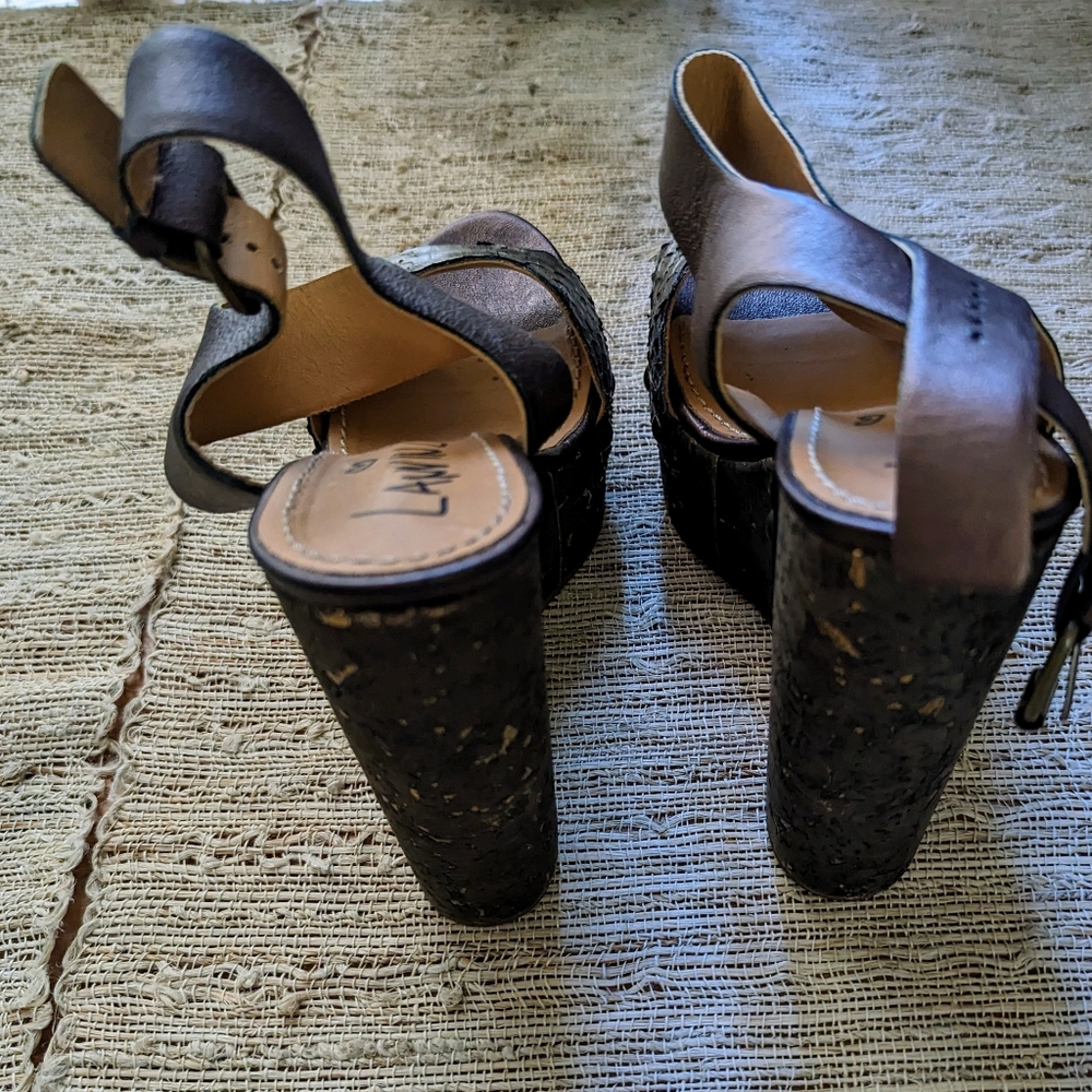 Lanvin Platform Python Wedge Sandals - image 5